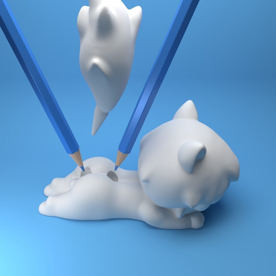 Chibi Catboy Pen Holder 3D print model_2