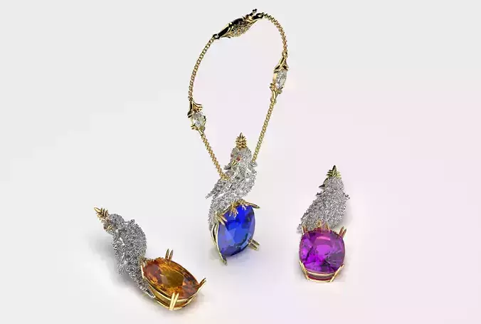 Tiffany Bird on a Rock Pendant