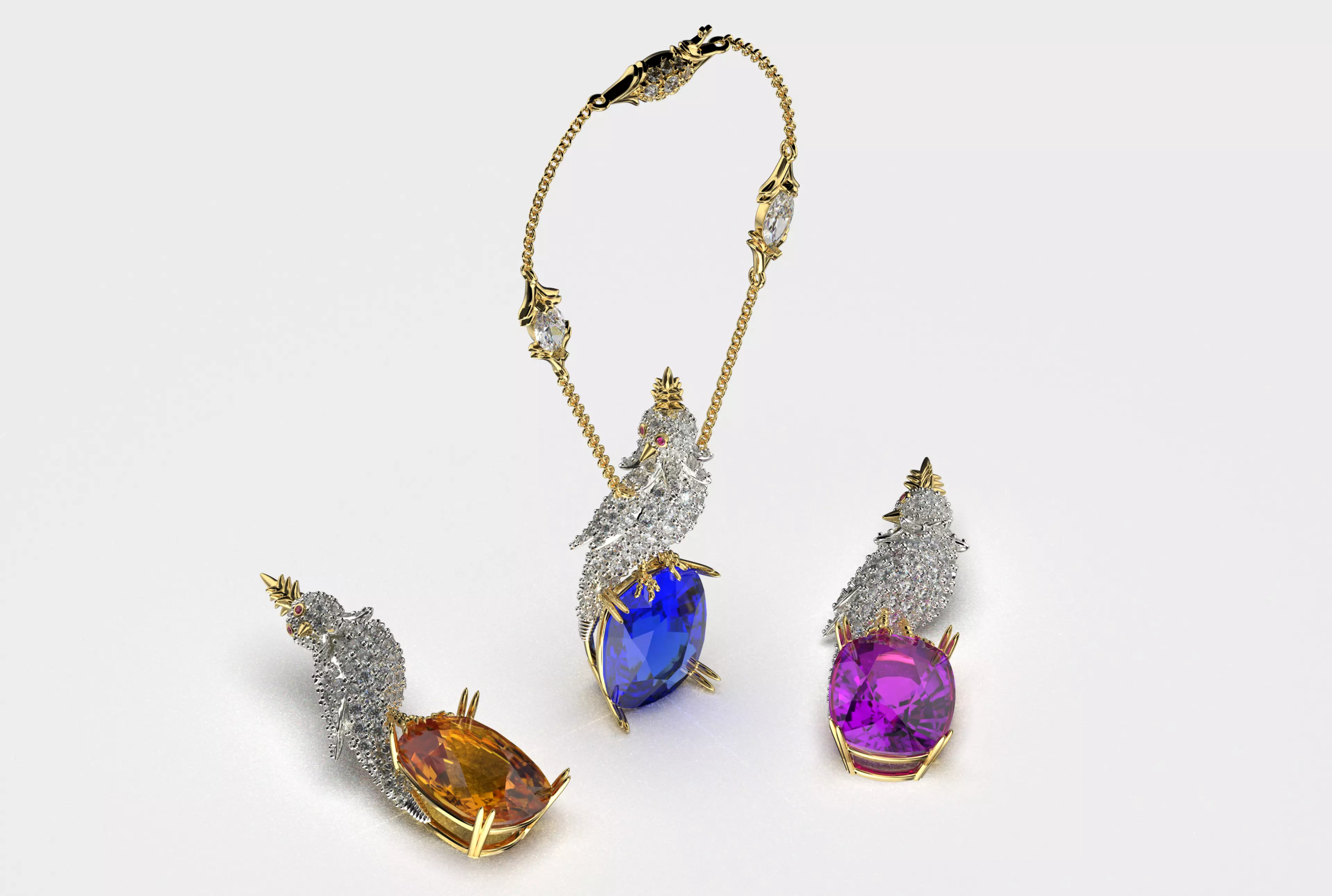 Tiffany Bird on a Rock Pendant 3D print model