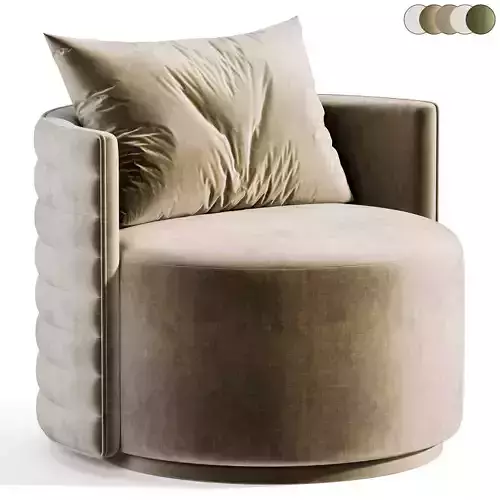 Buddy Swivel Chair Black White Boucle 3D model