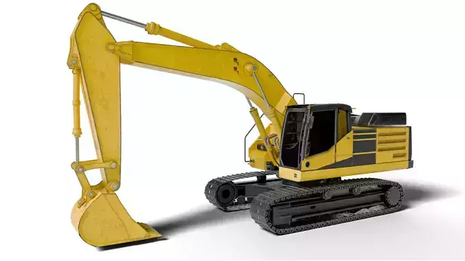 Excavator 3D Model - High Poly Construction Vehicle