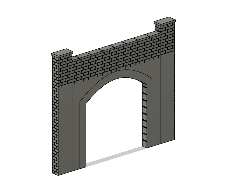 Model Railway Tunnel Portal Single Track Modular Design 3D print model_5
