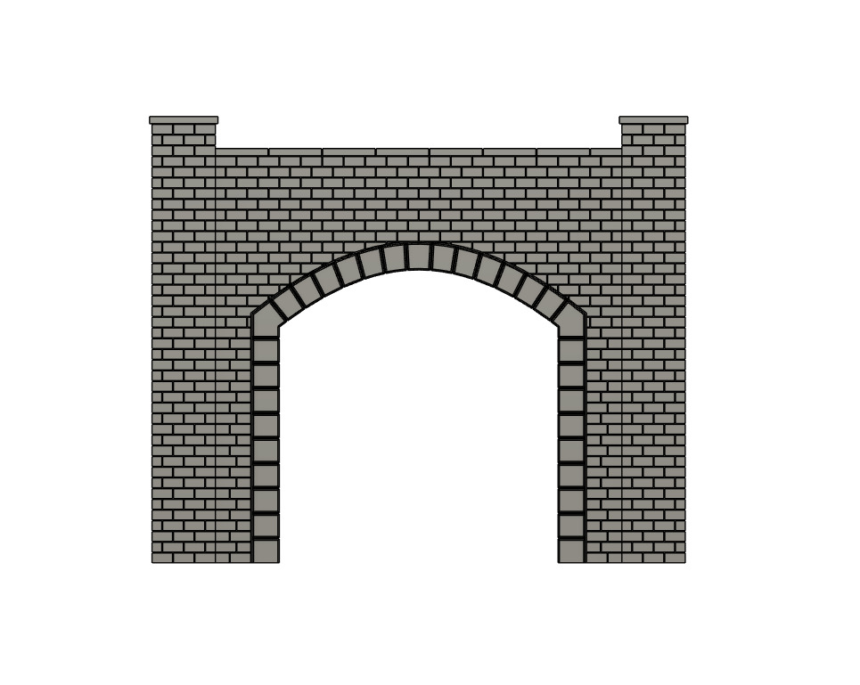Model Railway Tunnel Portal Single Track Modular Design 3D print model_6