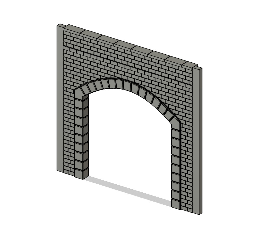 Model Railway Tunnel Portal Single Track Modular Design 3D print model_7