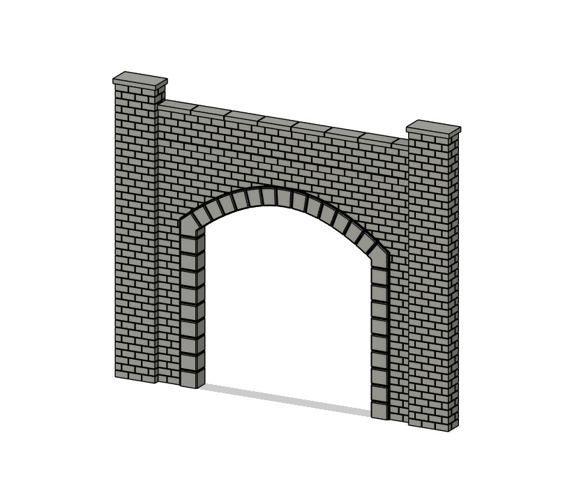 Model Railway Tunnel Portal Single Track Modular Design 3D print model_1