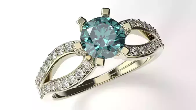 Solitaire engagement ring with topaz and diamonds