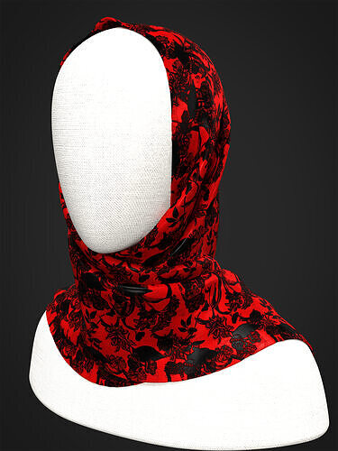 floral hijab scarf 3D model