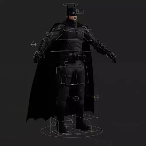 Batman 3D Model The Batman Pattinson Rigged PBR Blender FBX OBJ Low-poly 3D model