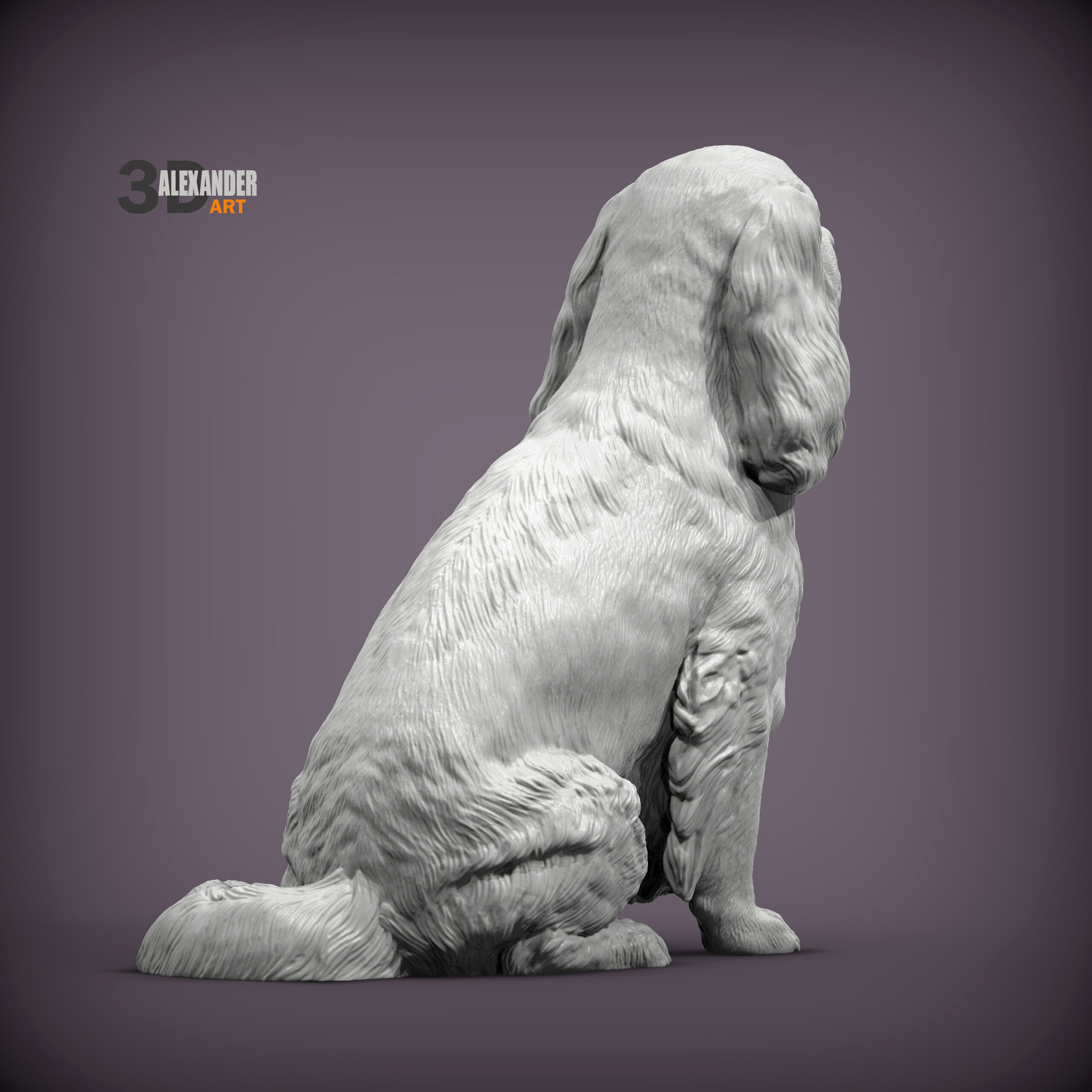 Cavalier King Charles Spaniel Sitting 3D print model_6