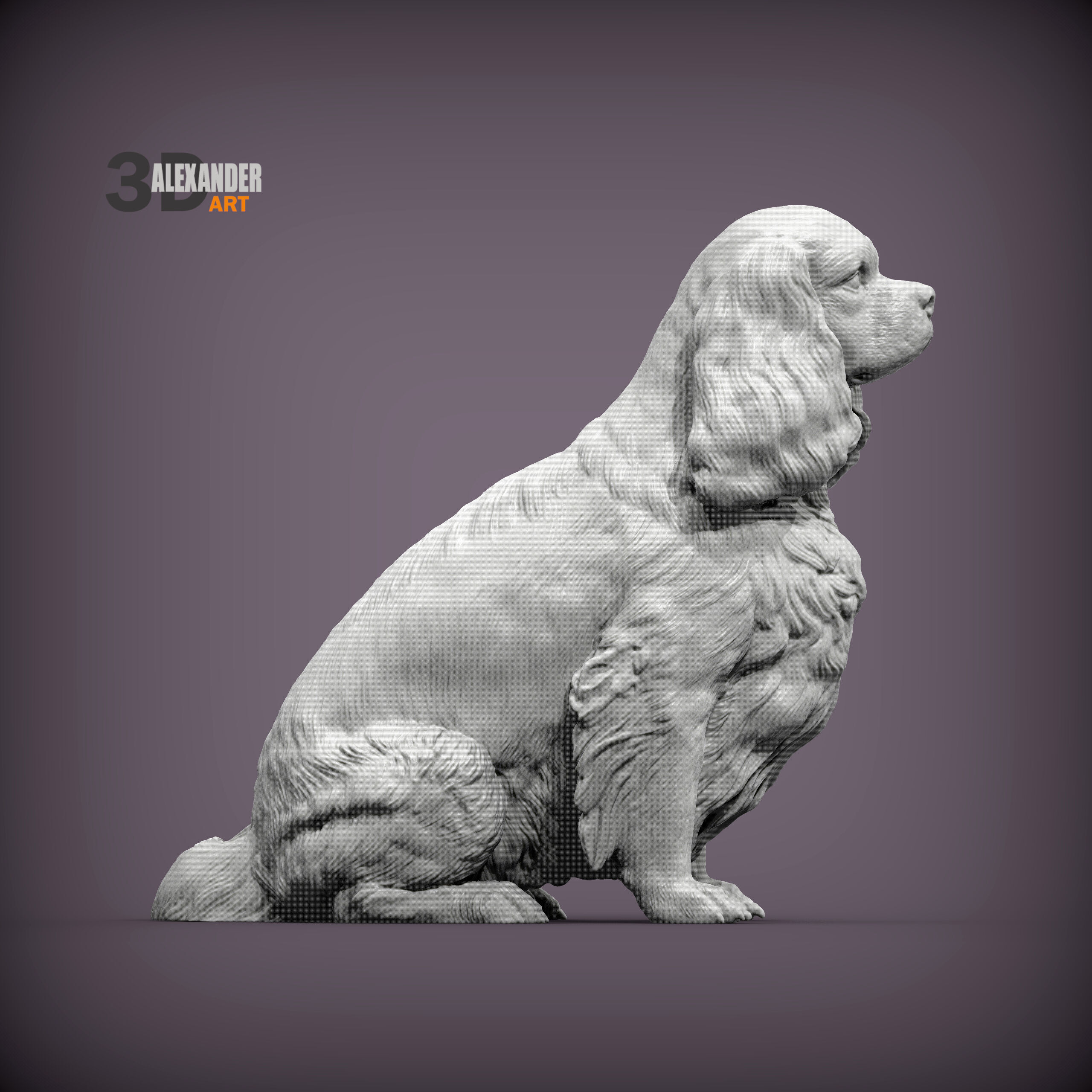 Cavalier King Charles Spaniel Sitting 3D print model_4