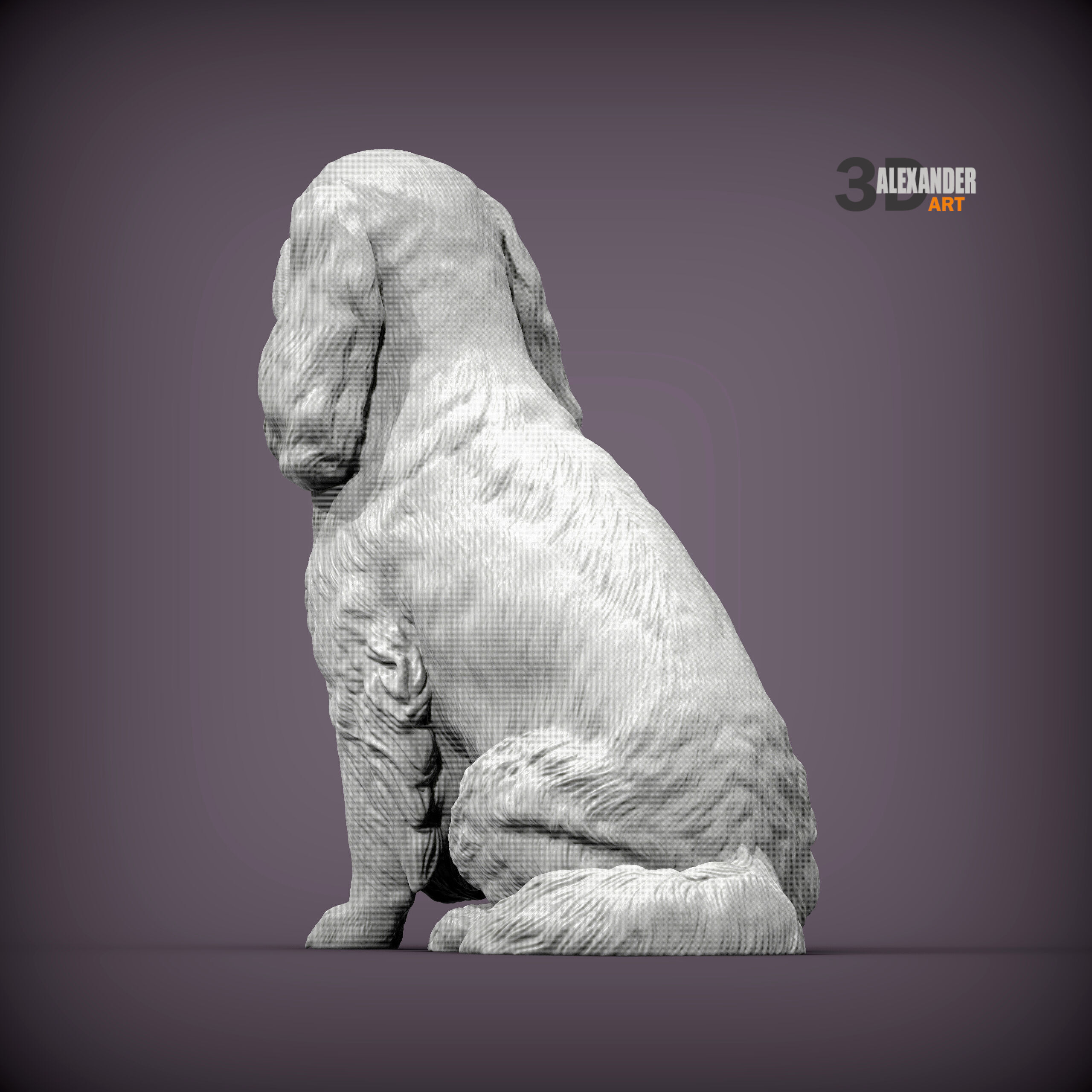 Cavalier King Charles Spaniel Sitting 3D print model_5
