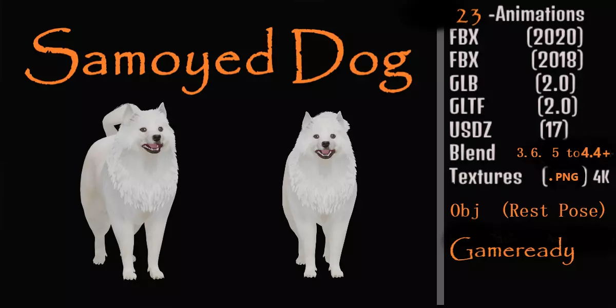 Samoyed Dog Low-poly 3D model_0