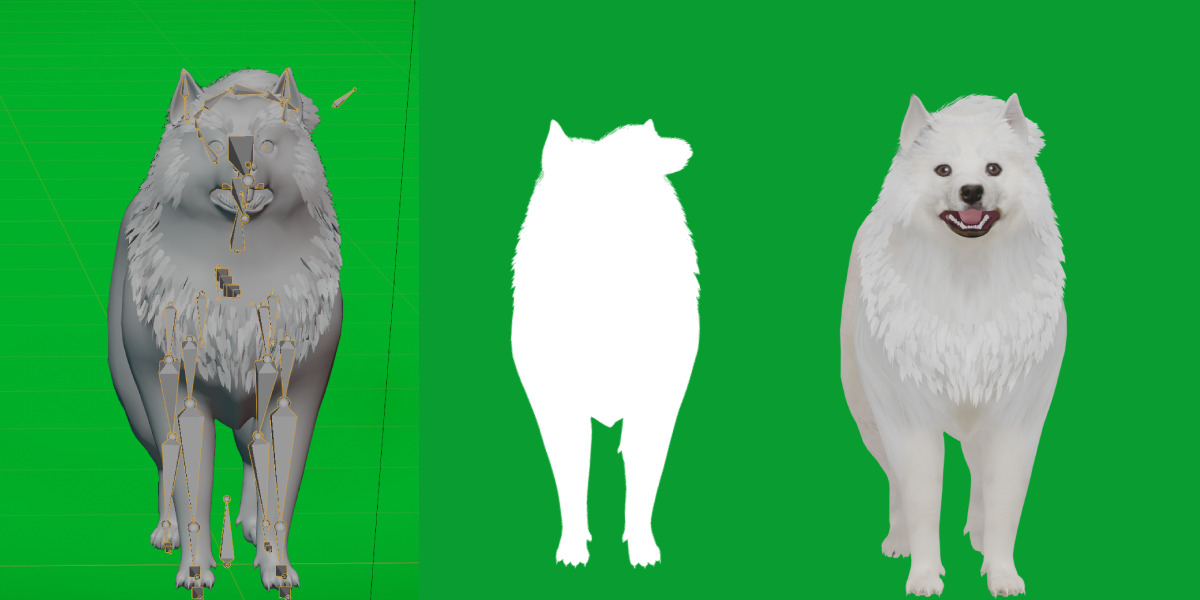 Samoyed Dog Low-poly 3D model_16