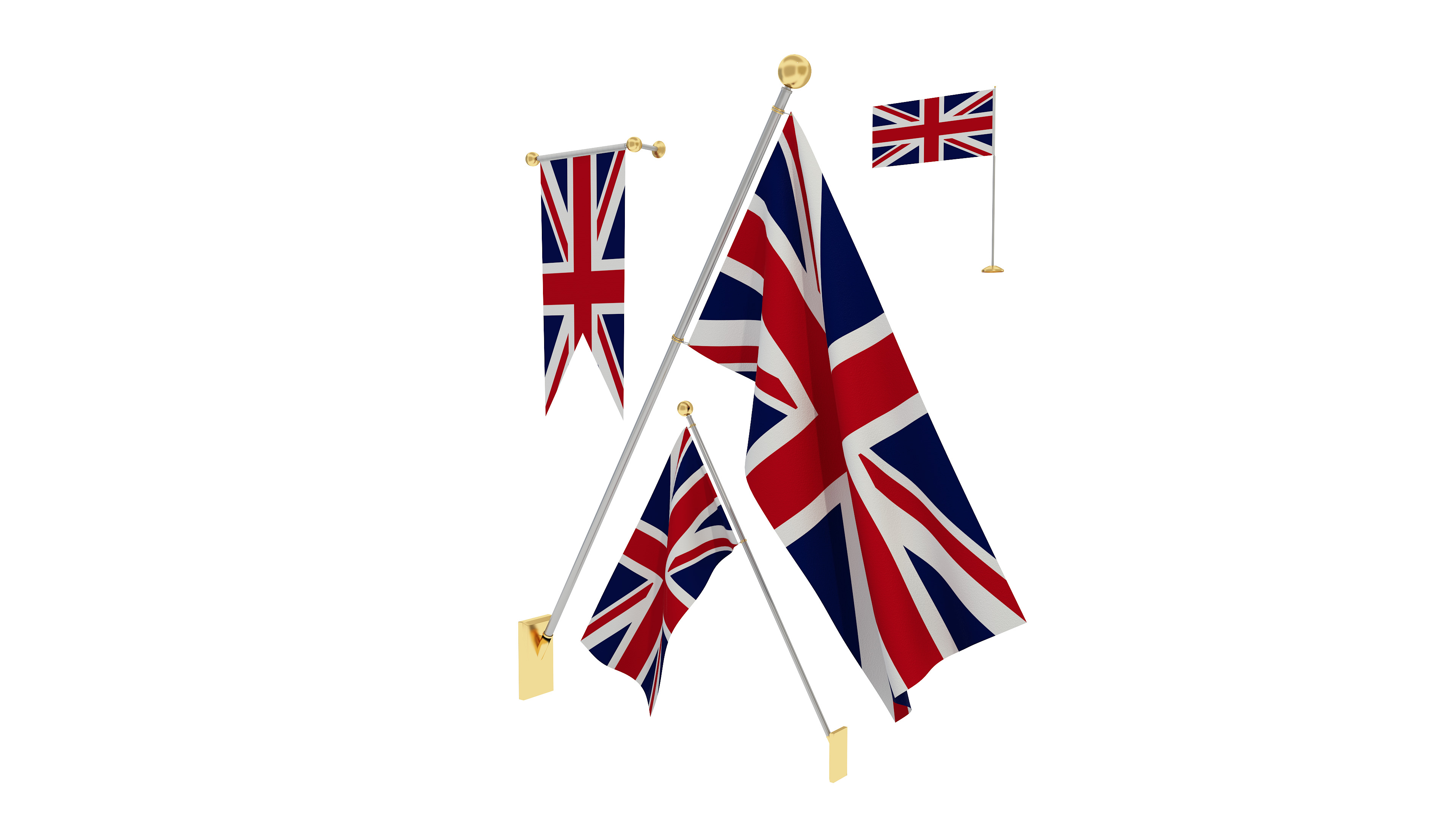 Flags of United Kingdom 3D model_3