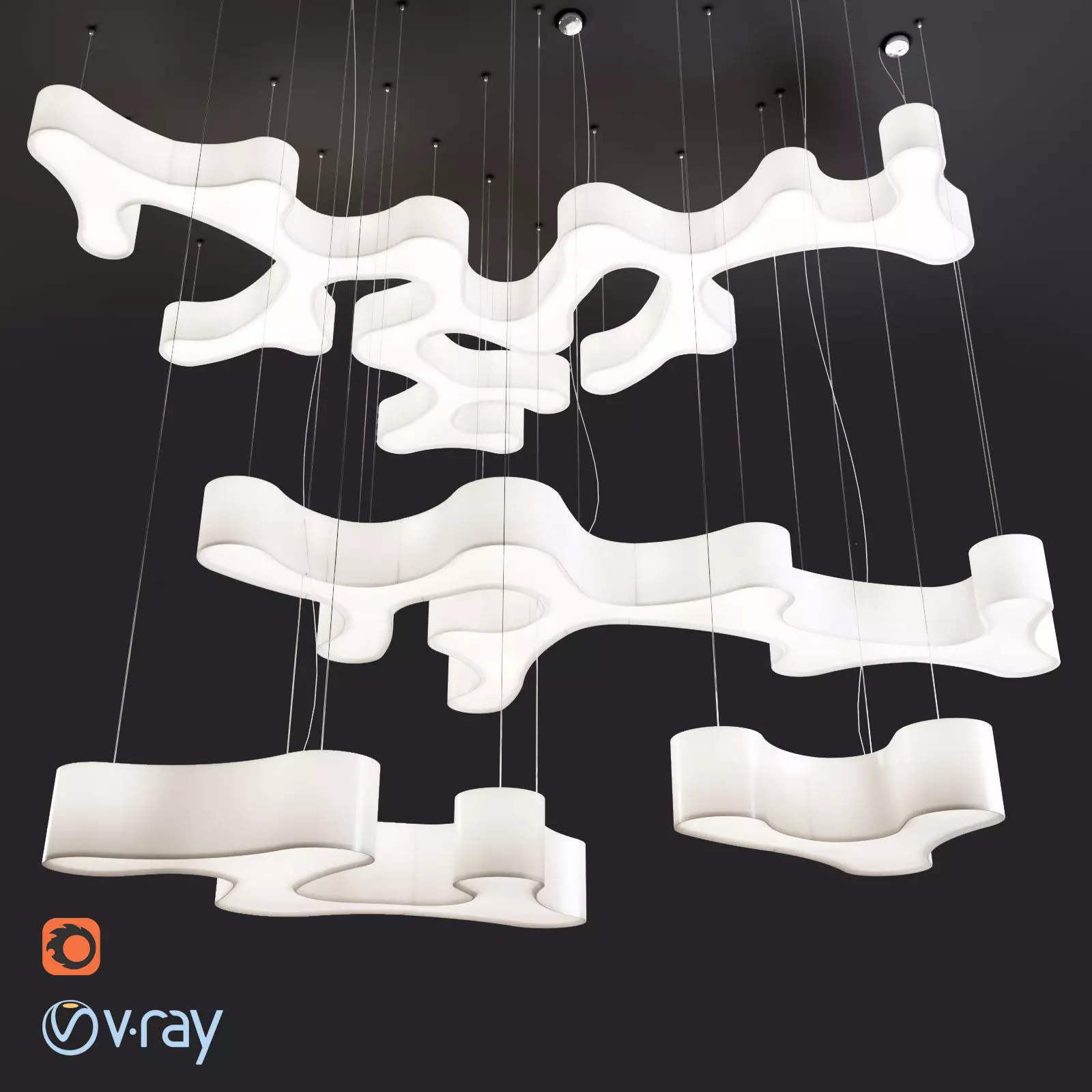 Vibia Ameba chandelier 3D model_0
