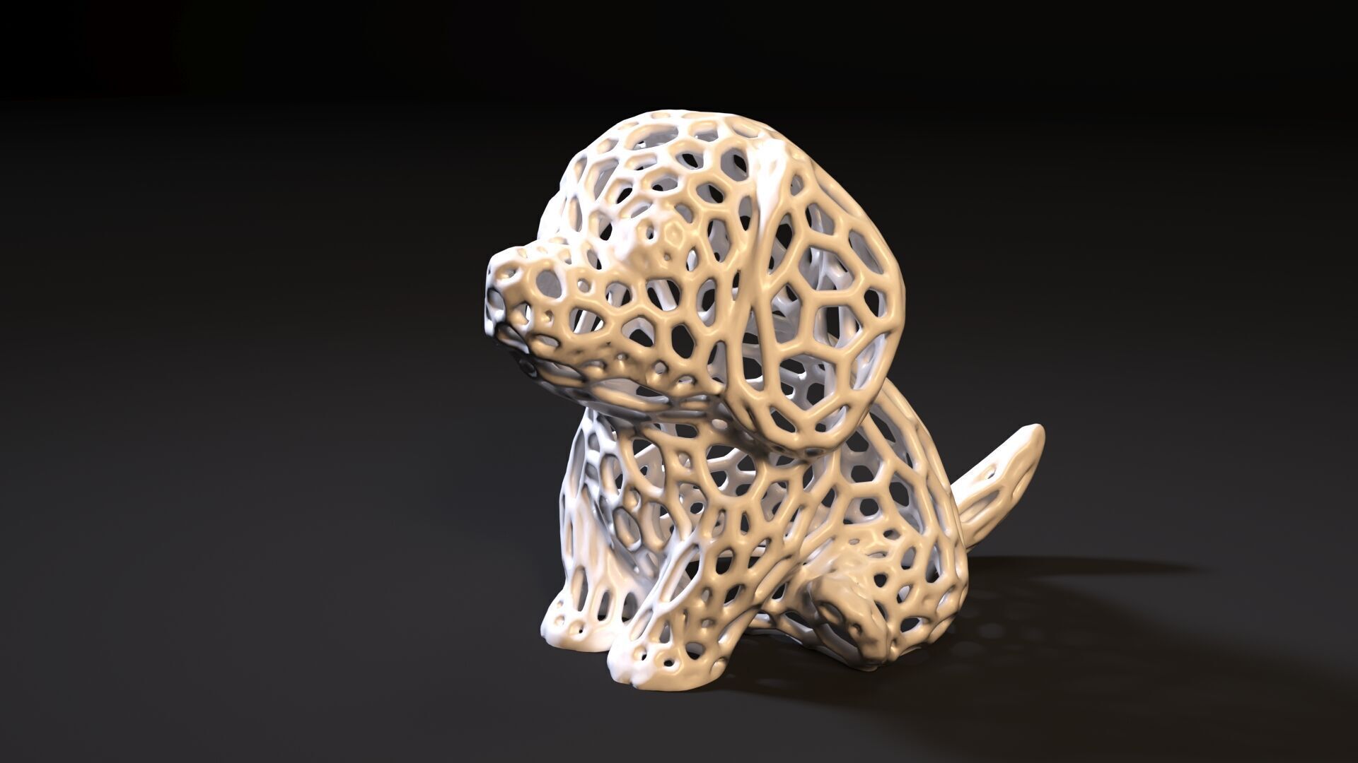 Puppy Voronoi 3D print model_6