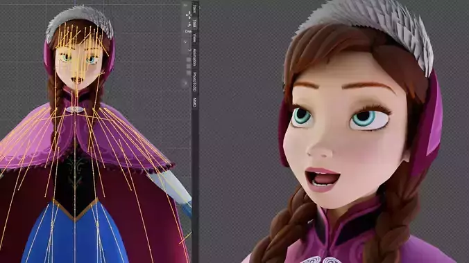 Anna Frozen Fully Rigged PBR 