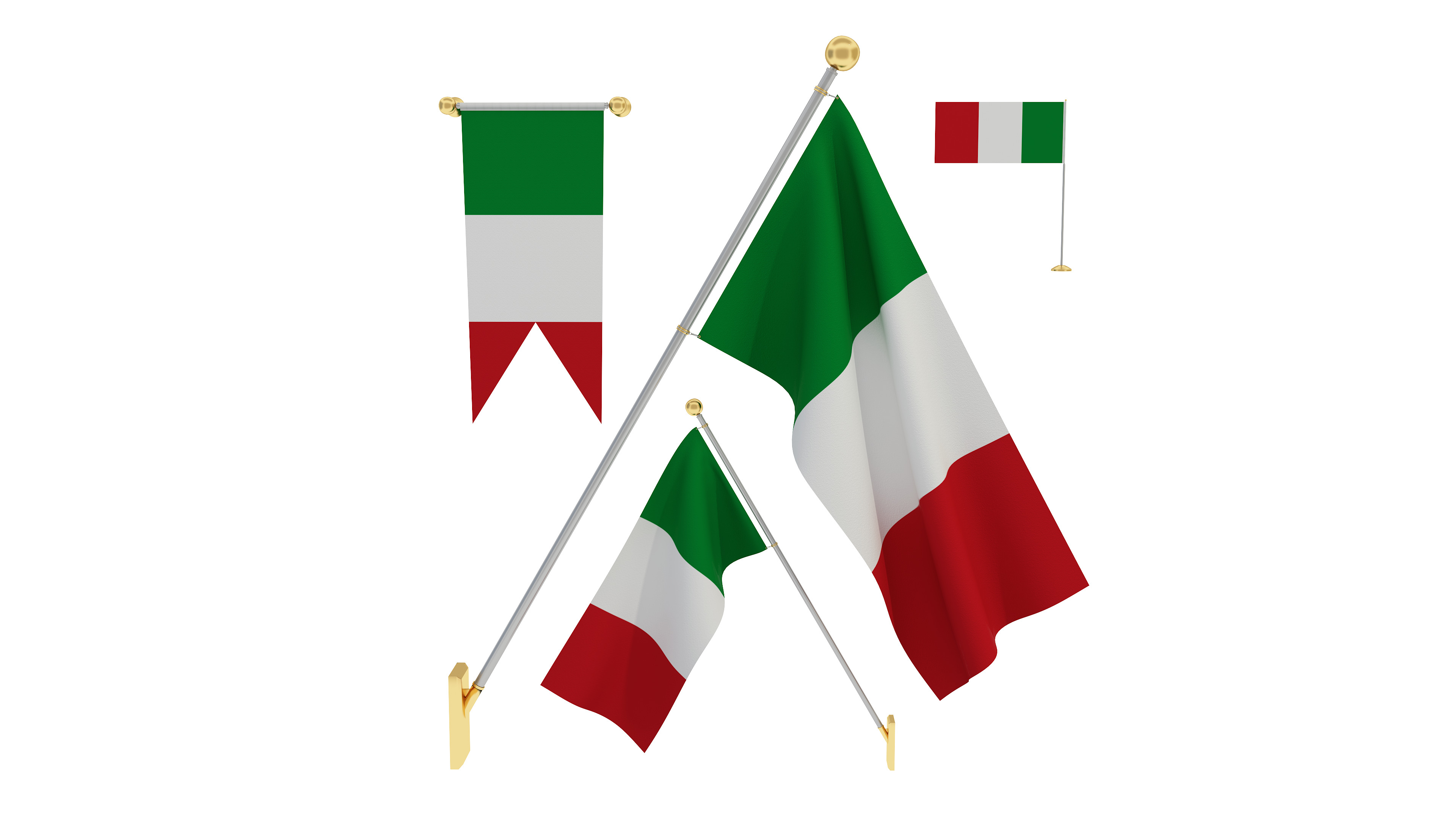 Flags of Italy 3D model_4