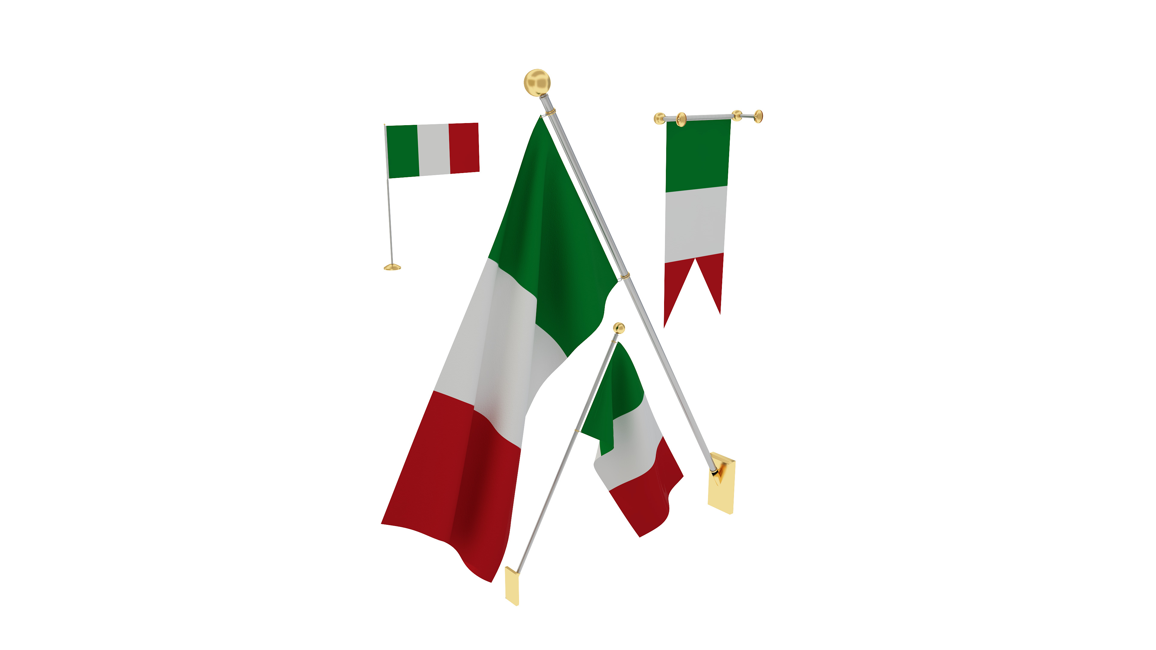 Flags of Italy 3D model_2