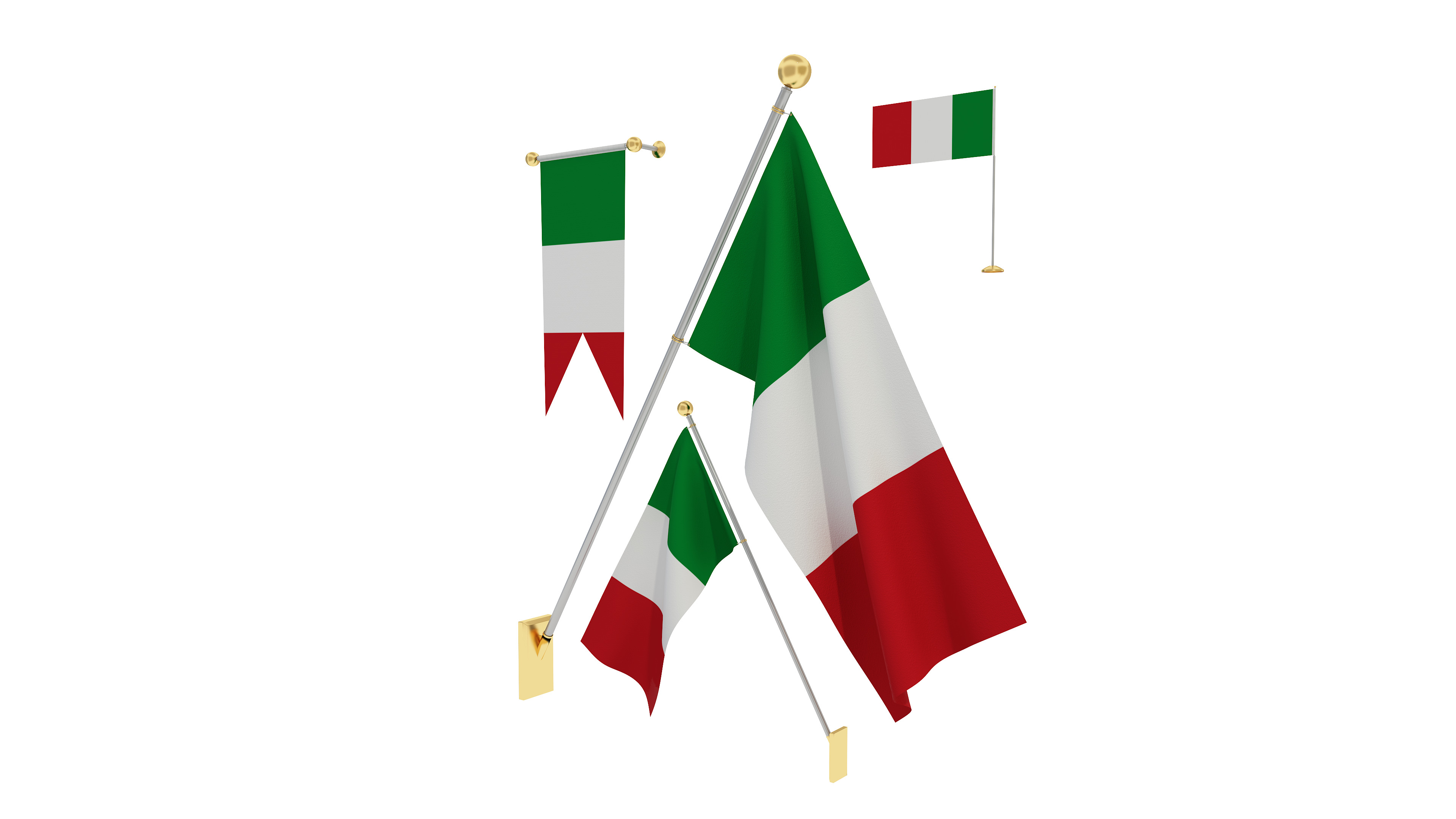 Flags of Italy 3D model_3