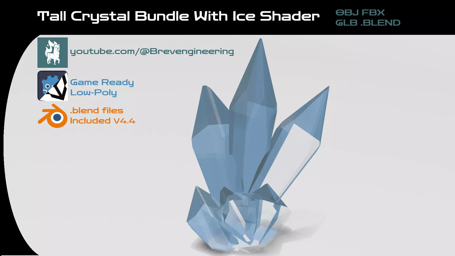 Tall Crystal Bundle Low-poly 3D model_0
