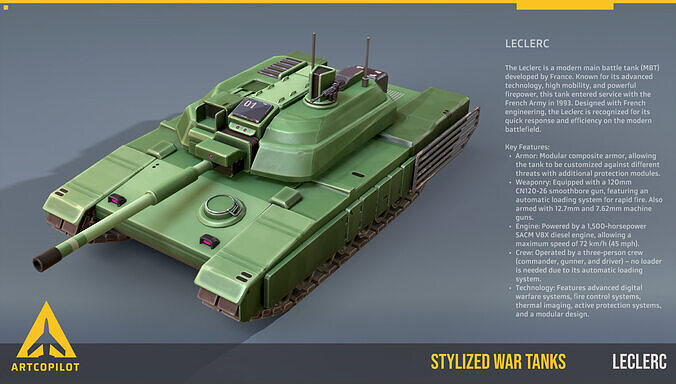 Stylized Tank Leclerc Low-poly 3D model