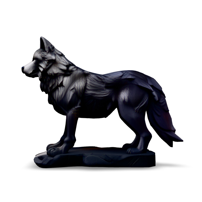 Realistic Silver Wolf Statue 3D Model Low-poly 3D model_6