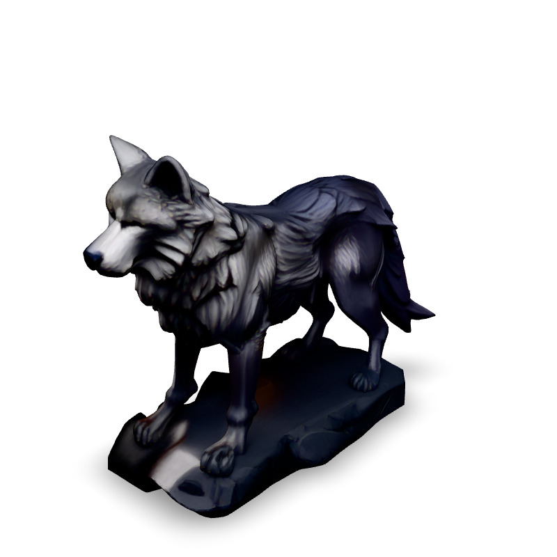 Realistic Silver Wolf Statue 3D Model Low-poly 3D model_4
