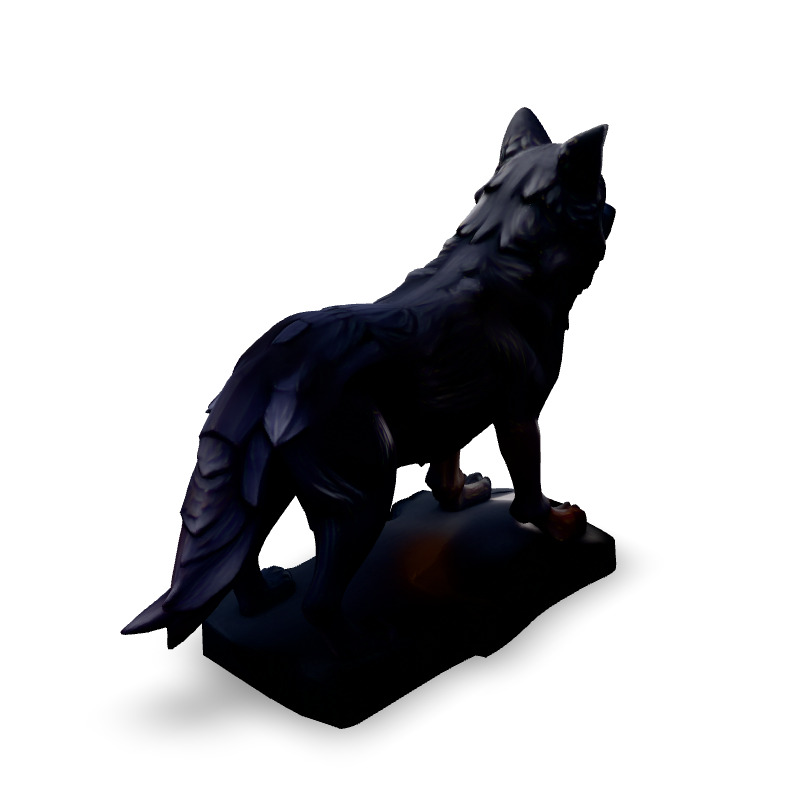 Realistic Silver Wolf Statue 3D Model Low-poly 3D model_2