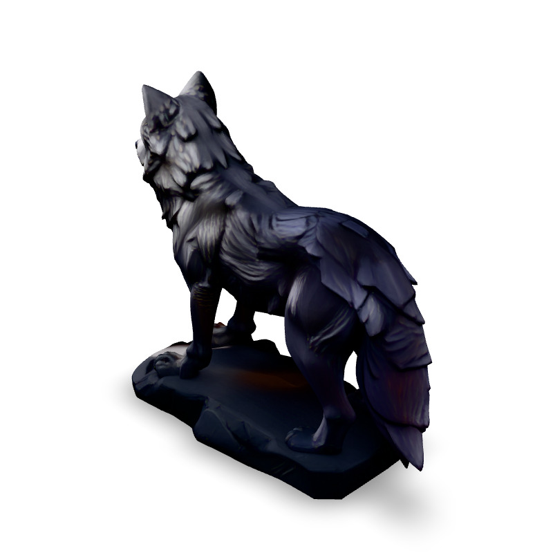 Realistic Silver Wolf Statue 3D Model Low-poly 3D model_5