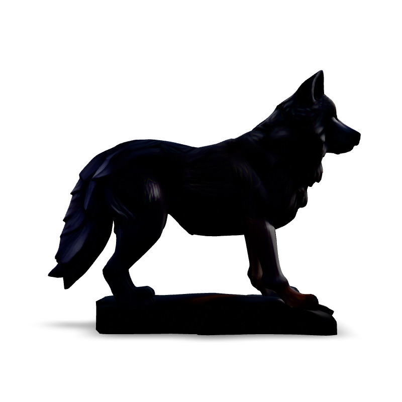 Realistic Silver Wolf Statue 3D Model Low-poly 3D model_3