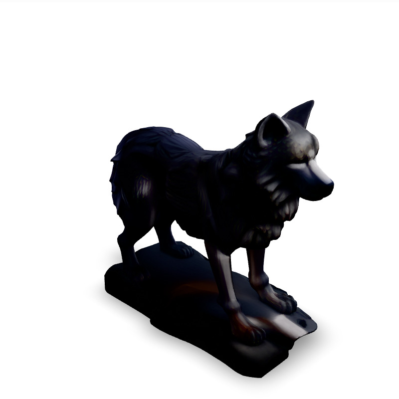 Realistic Silver Wolf Statue 3D Model Low-poly 3D model_1
