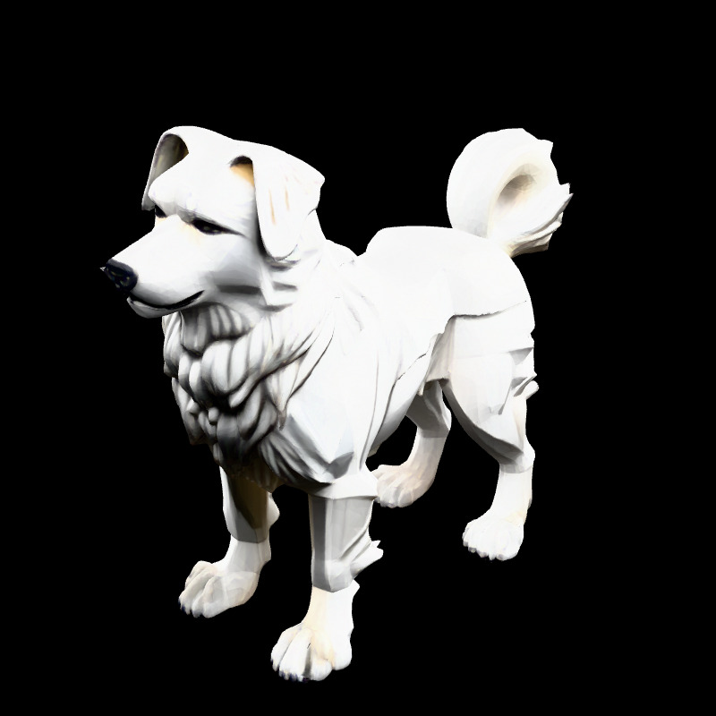 Low Poly Dog Statue White Figurine Low-poly 3D model_1