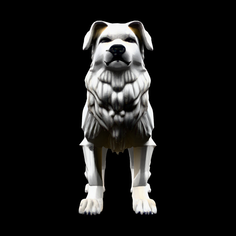 Low Poly Dog Statue White Figurine Low-poly 3D model_3