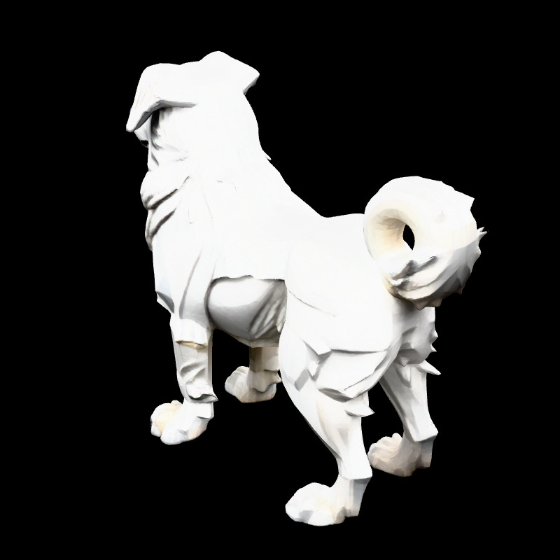 Low Poly Dog Statue White Figurine Low-poly 3D model_4