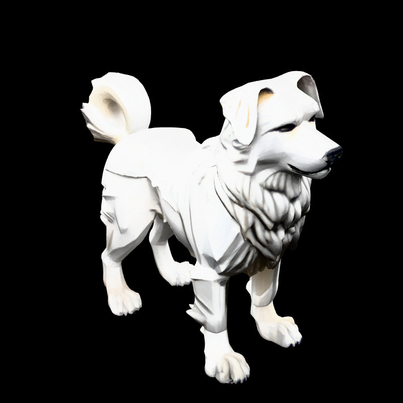 Low Poly Dog Statue White Figurine Low-poly 3D model_2