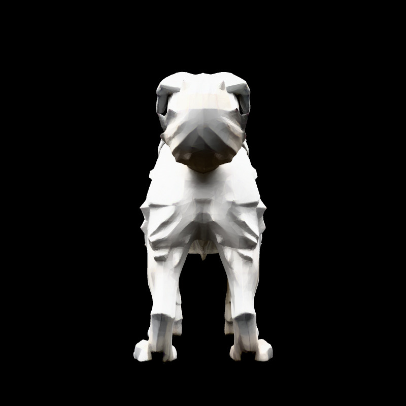 Low Poly Dog Statue White Figurine Low-poly 3D model_6