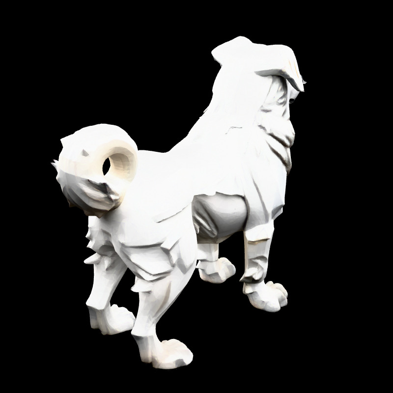 Low Poly Dog Statue White Figurine Low-poly 3D model_5