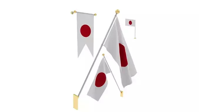 Flags of Japan 3D model