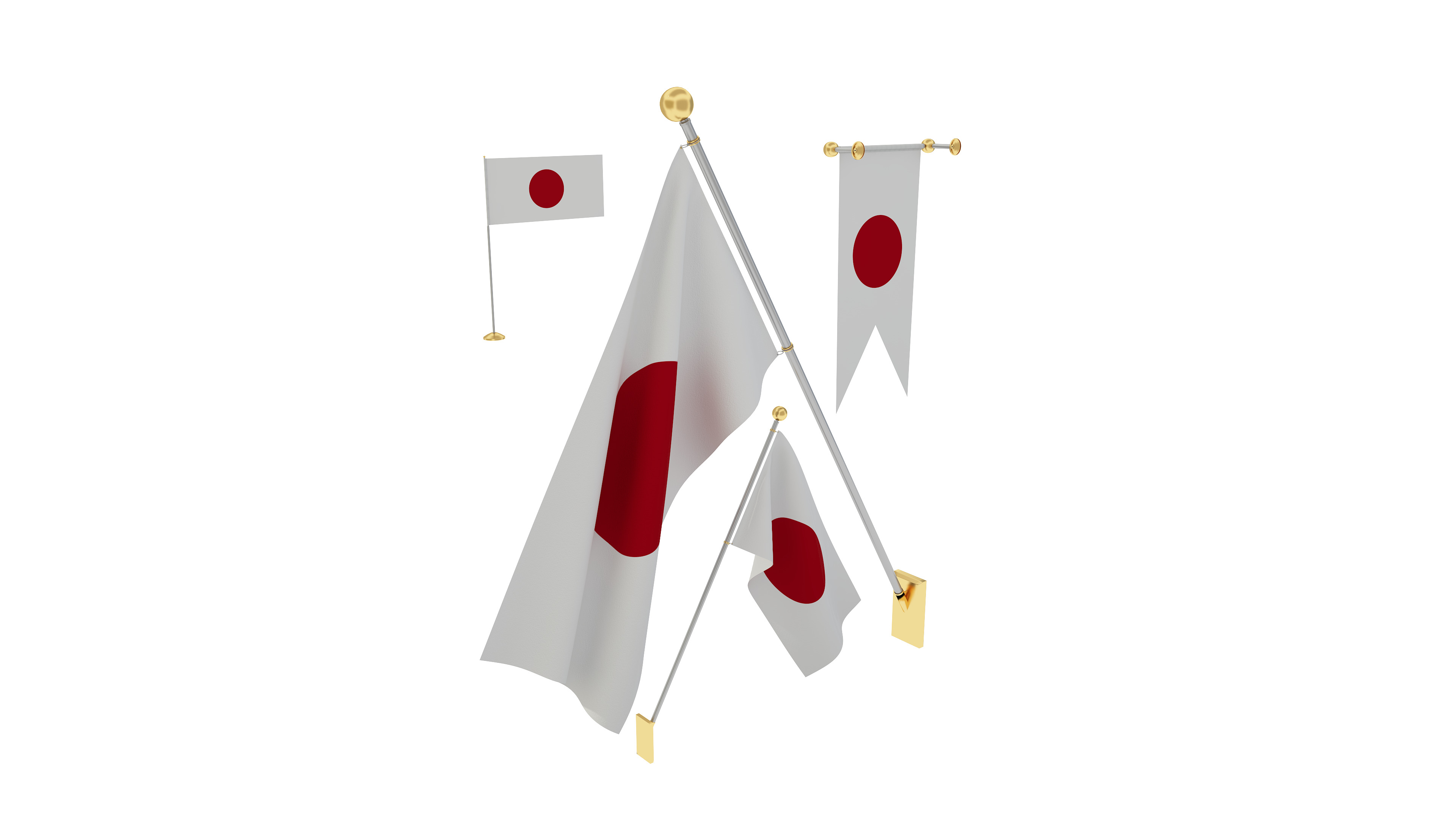 Flags of Japan 3D model_2