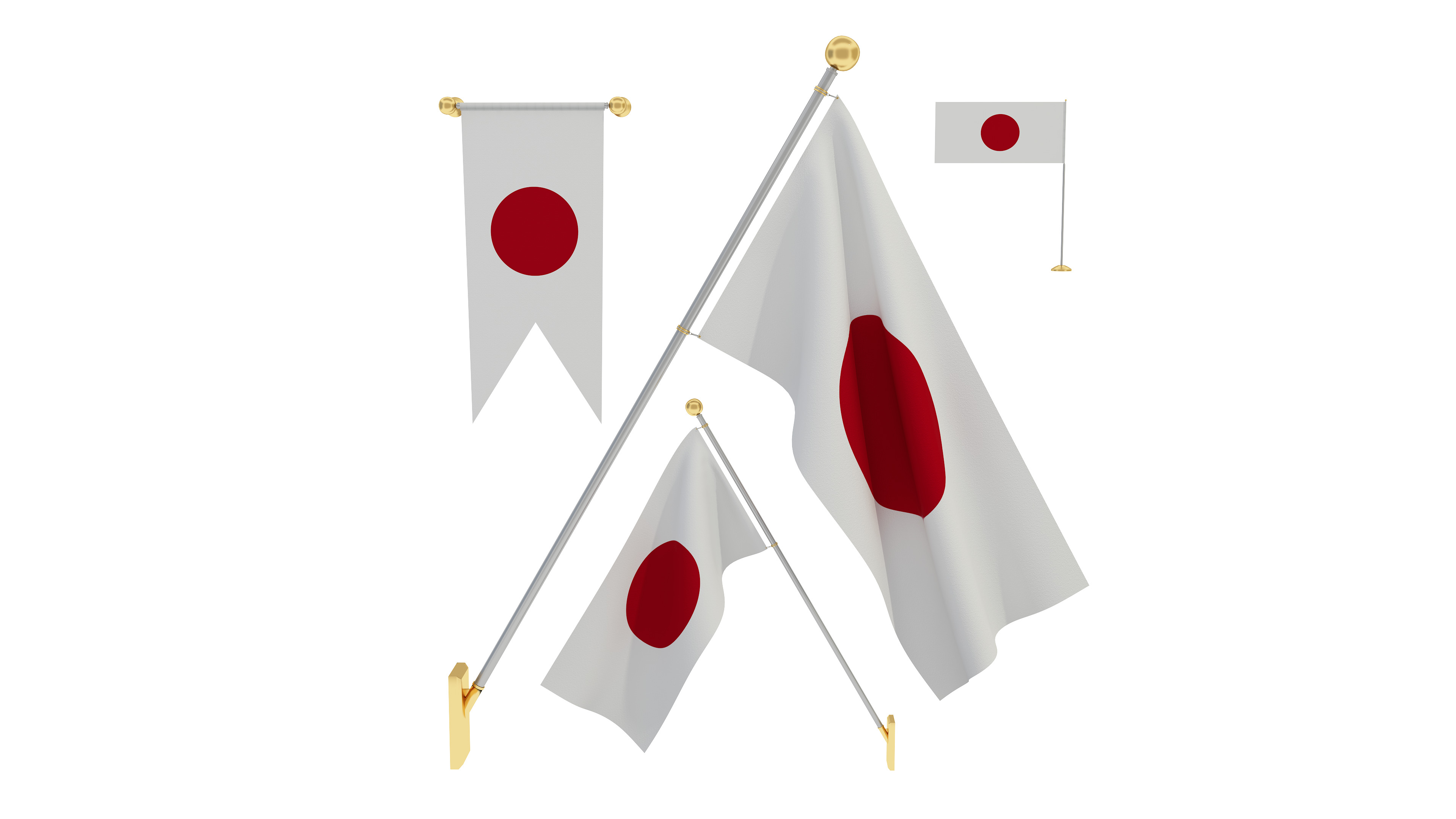 Flags of Japan 3D model_4