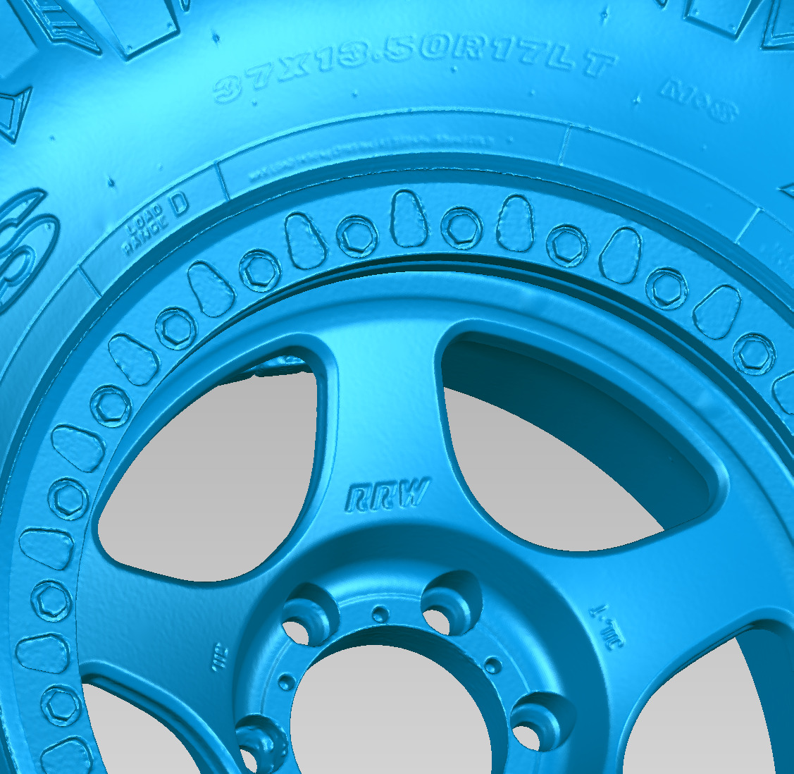 Maxxis Razr MT 37x13-50R17LT on RRW Offroad Tire 3D Scan 3D model_4