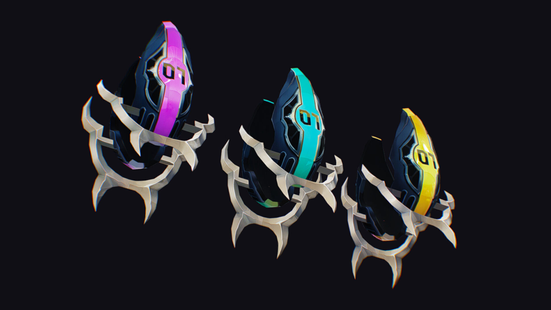 Claw Hand Futuristic Claws Glove Weapon Blade Low-poly 3D model_7