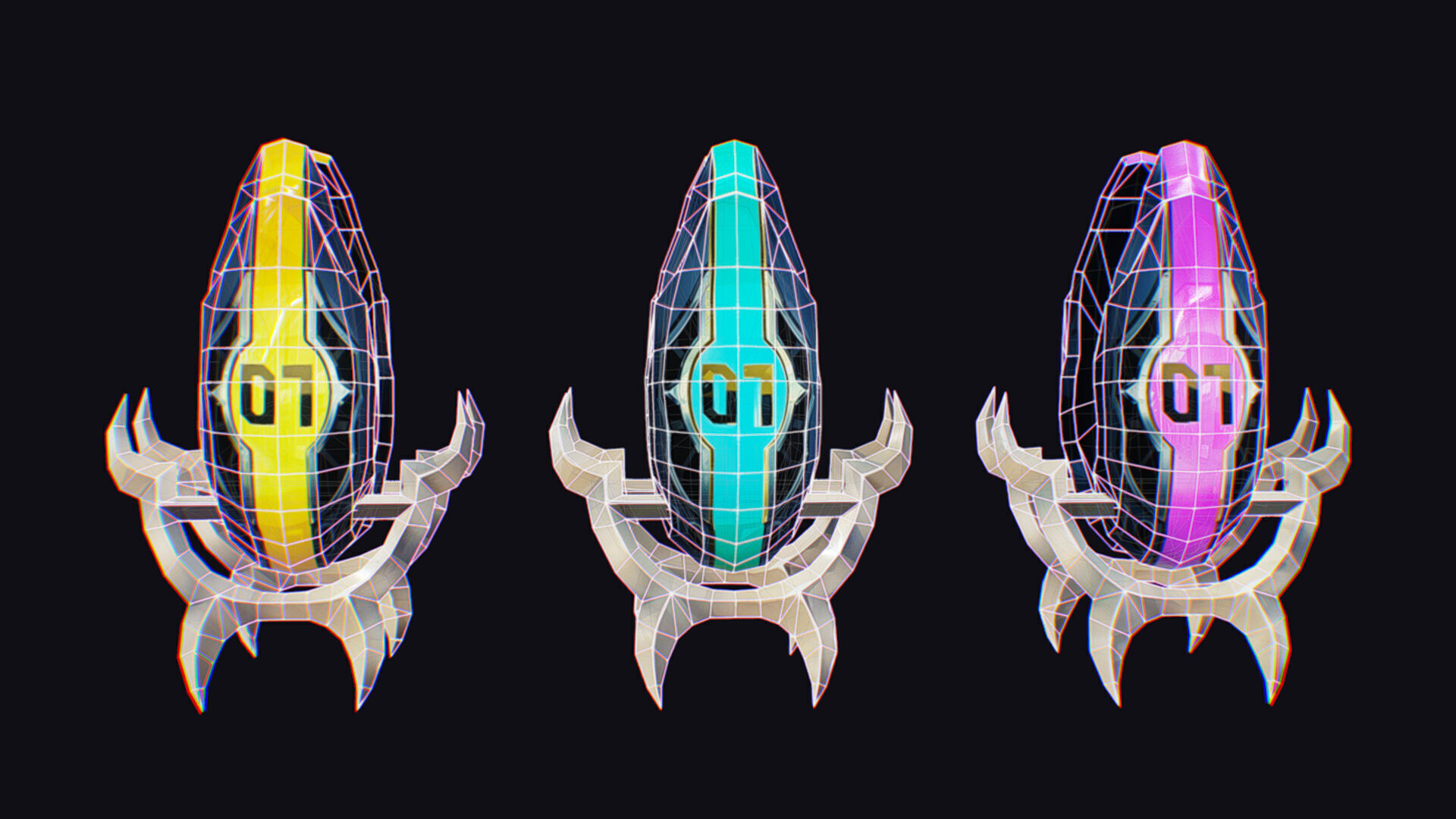 Claw Hand Futuristic Claws Glove Weapon Blade Low-poly 3D model_14