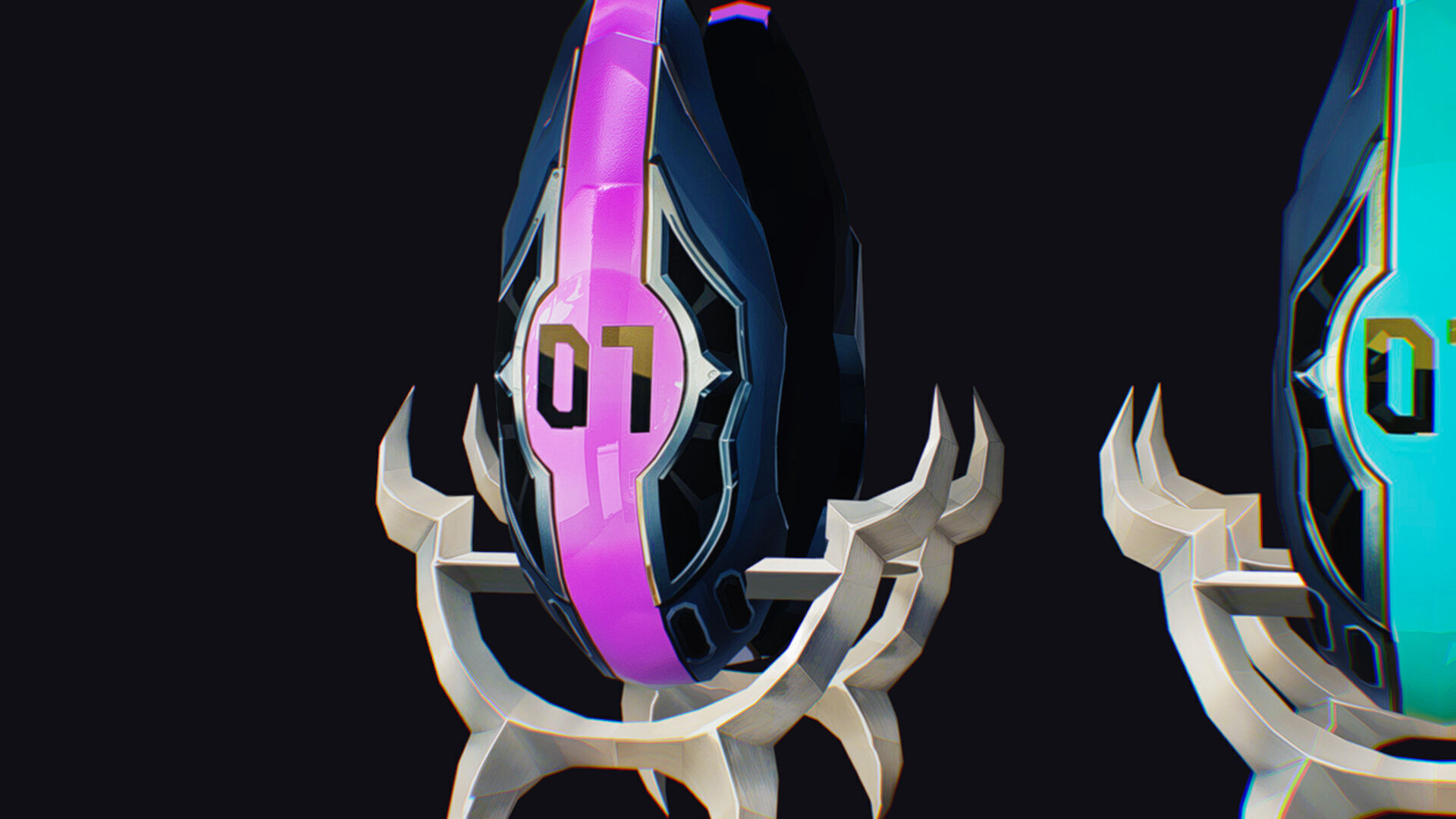 Claw Hand Futuristic Claws Glove Weapon Blade Low-poly 3D model_12