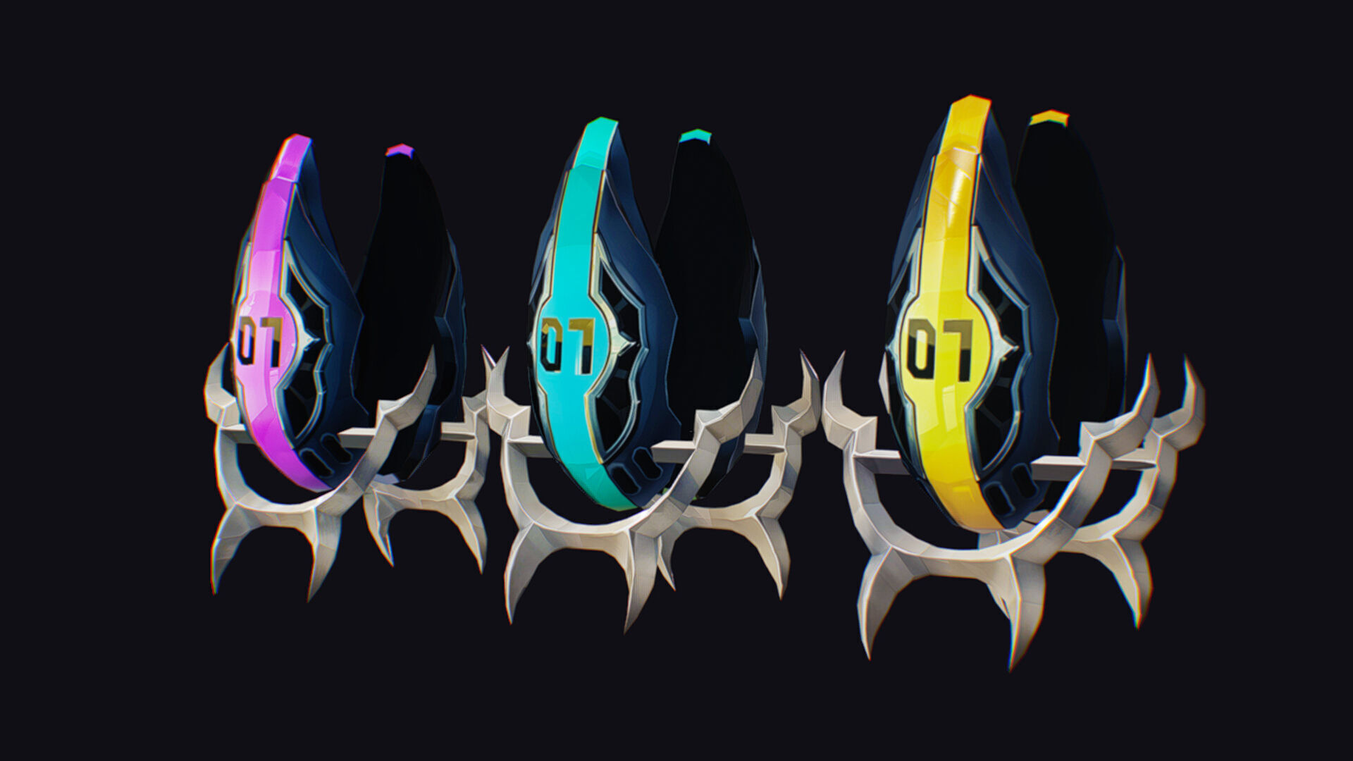 Claw Hand Futuristic Claws Glove Weapon Blade Low-poly 3D model_3