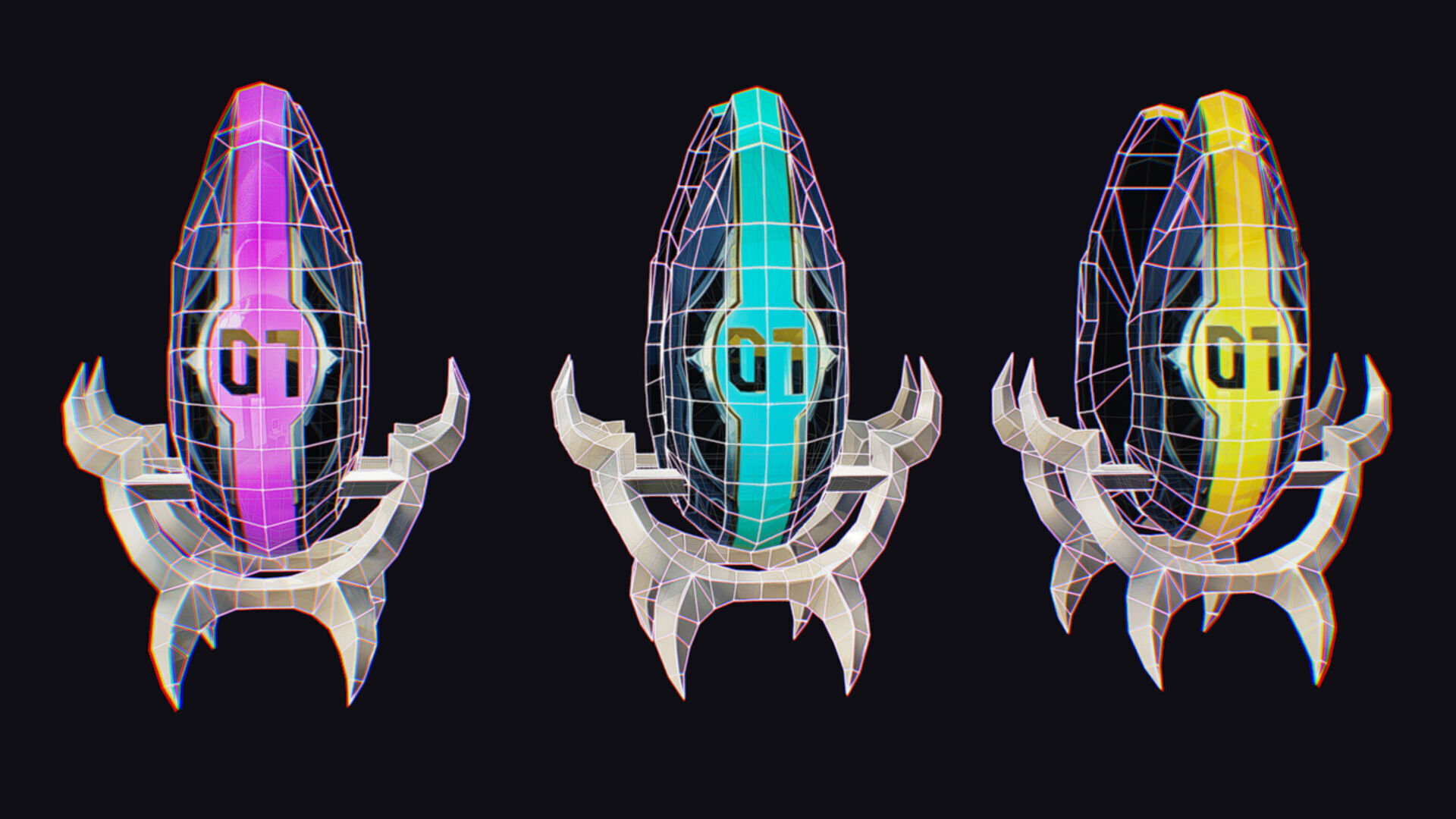 Claw Hand Futuristic Claws Glove Weapon Blade Low-poly 3D model_13