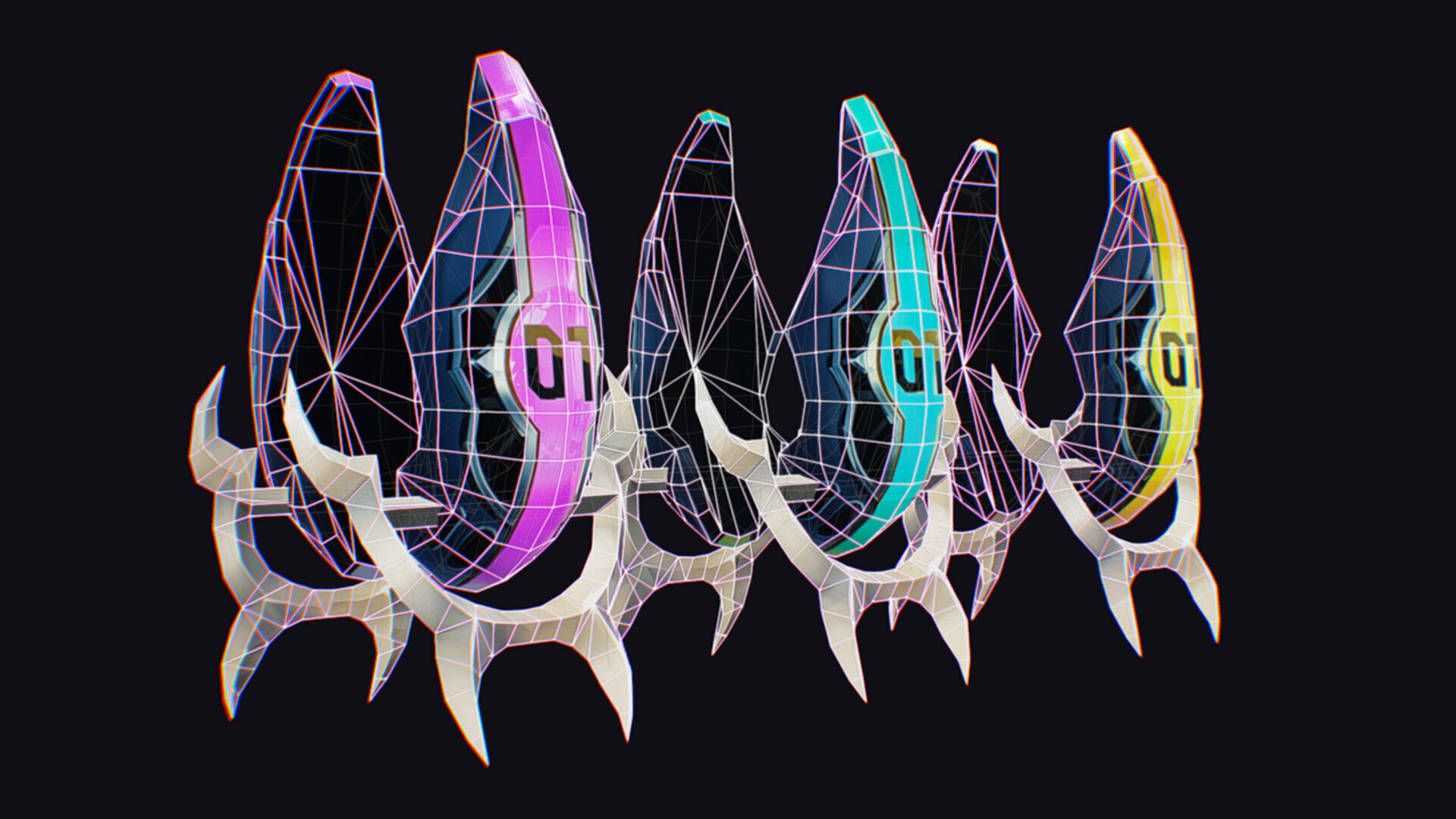 Claw Hand Futuristic Claws Glove Weapon Blade Low-poly 3D model_15