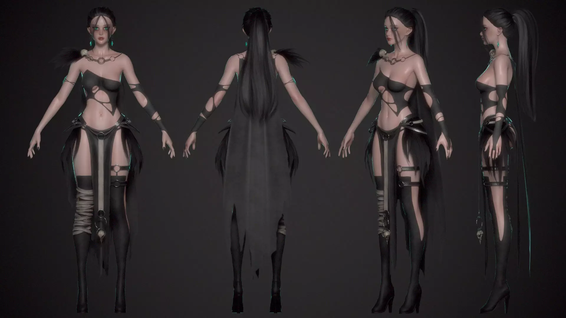 Necromancer Girl Sora - Game Ready Low-poly 3D model_15