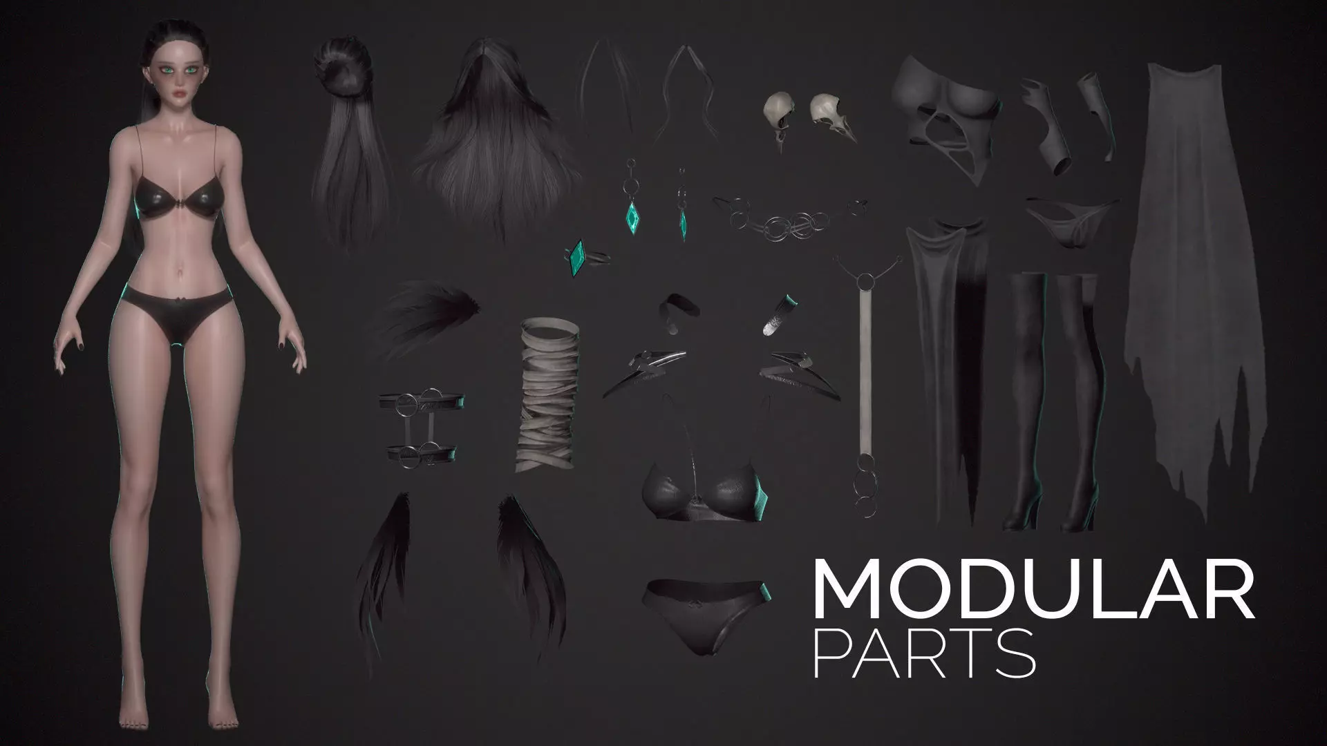 Necromancer Girl Sora - Game Ready Low-poly 3D model_8